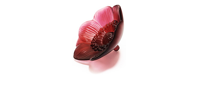 Sculpture anémone en cristal rouge, petit modèle rouge - Lalique